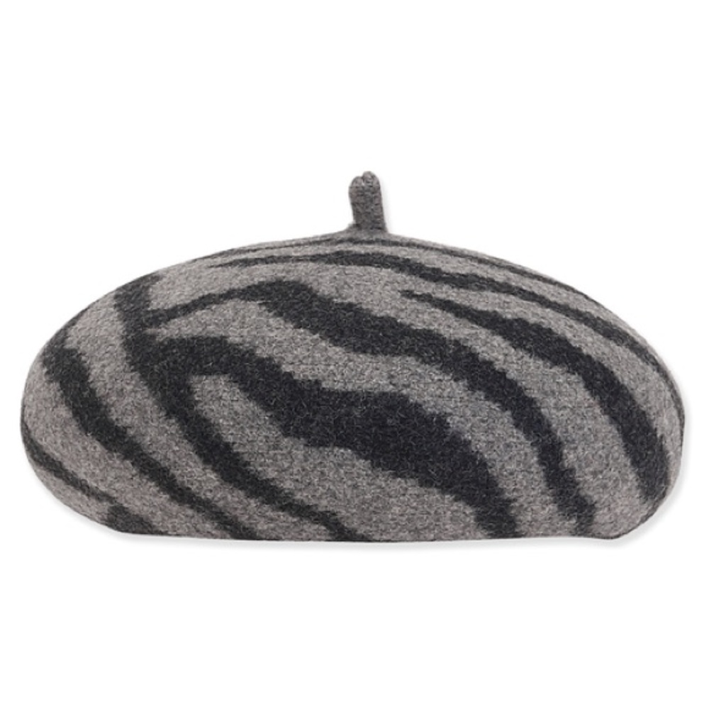 100% wool zebra print Beret